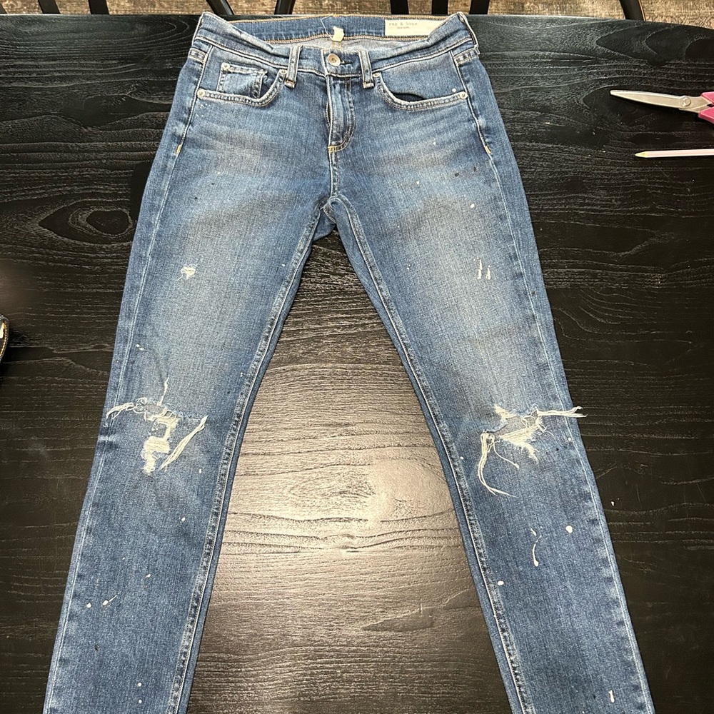 rag & bone Dre capri Blue Distressed Skinny Jeans